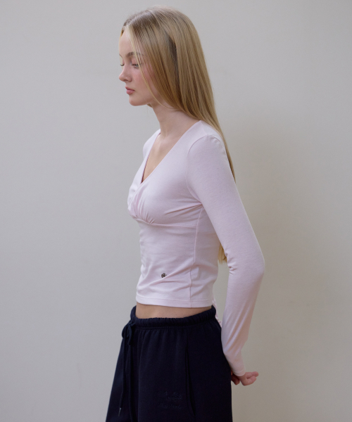ROSEFRANTZ（ロゼフランツ）の「Wrap V-neck Long Sleeve [Pink]（Tシャツ/カットソー・レディース・PINK・OS）」の7枚目の写真