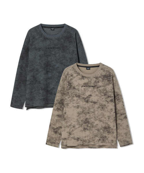 LIFE WORK(ライフワーク)の「レディース ヴィンテージ ラドク ワッフル長袖Tシャツ(Tシャツ/カットソー・レディース・チャコールグレー/ベージュ・SMALL/MEDIUM)」の3枚目の写真
