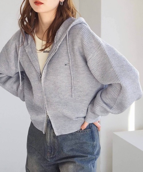tiptop(ティップトップ)の「【ZOZO限定アイテム】プレート付きダブルジップニットパーカー(パーカー・レディース・チャコールグレー/グレー/アイボリー・FREE)」の1枚目の写真