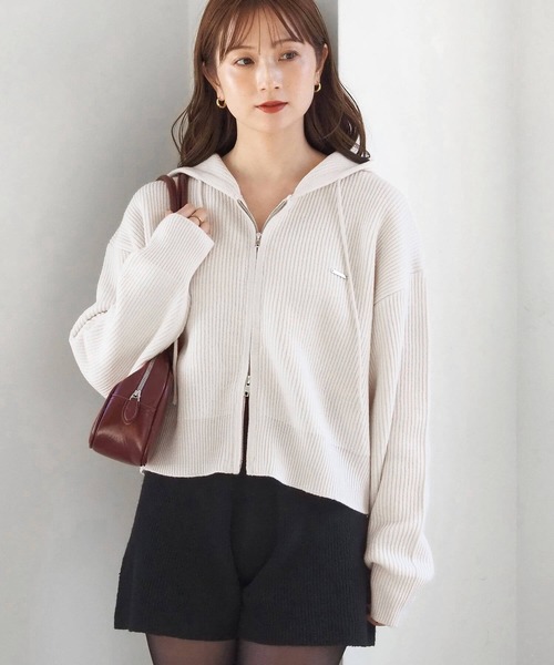 tiptop(ティップトップ)の「【ZOZO限定アイテム】プレート付きダブルジップニットパーカー(パーカー・レディース・チャコールグレー/グレー/アイボリー・FREE)」の2枚目の写真