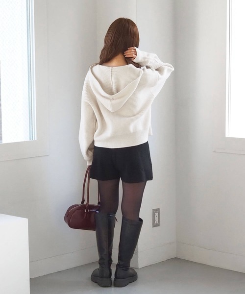 tiptop(ティップトップ)の「【ZOZO限定アイテム】プレート付きダブルジップニットパーカー(パーカー・レディース・チャコールグレー/グレー/アイボリー・FREE)」の11枚目の写真