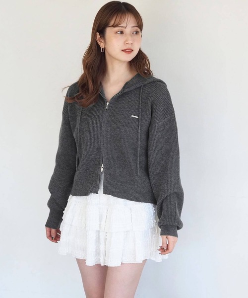 tiptop(ティップトップ)の「【ZOZO限定アイテム】プレート付きダブルジップニットパーカー(パーカー・レディース・チャコールグレー/グレー/アイボリー・FREE)」の16枚目の写真