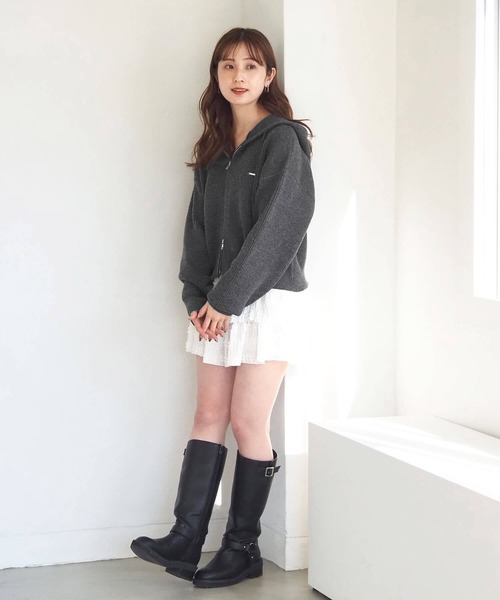 tiptop(ティップトップ)の「【ZOZO限定アイテム】プレート付きダブルジップニットパーカー(パーカー・レディース・チャコールグレー/グレー/アイボリー・FREE)」の21枚目の写真