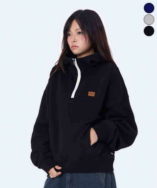 YOSEMITE(ヨセミティ)の「アノラックパーカー レザーパッチ セミクロップドフーディ 3Color YHT-4Y08(パーカー・レディース・アッシュグレー/ブラック/ネイビー・X-LARGE/MEDIUM/LARGE)」の7枚目の写真