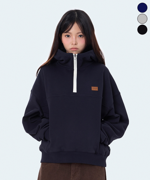 YOSEMITE(ヨセミティ)の「アノラックパーカー レザーパッチ セミクロップドフーディ 3Color YHT-4Y08(パーカー・レディース・アッシュグレー/ブラック/ネイビー・X-LARGE/MEDIUM/LARGE)」の9枚目の写真