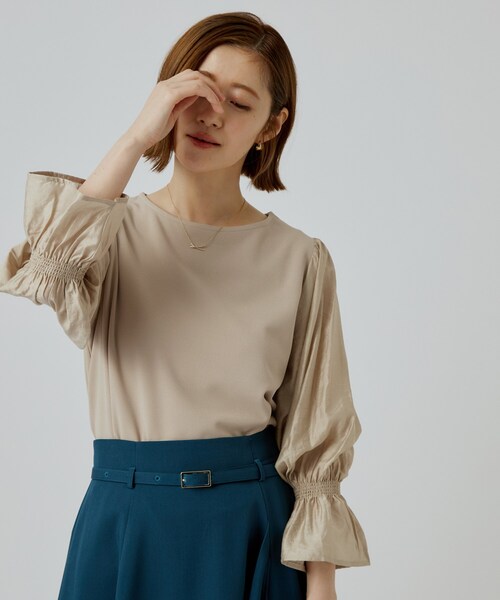 grove(グローブ)の「異素材のふんわり袖で着映える キャンディースリーブトップス(Tシャツ/カットソー・レディース・ブラウン系その他/ベージュ/ブラック・01/02/03/04/05)」の13枚目の写真