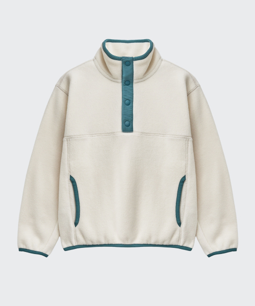 MUSINSA STANDARD KIDS（ムシンサスタンダードキッズ）の「ポーラフリーススナッププルオーバー[クリーム]（ブルゾン・レディース・その他・120/140/150/160/130）」の3枚目の写真