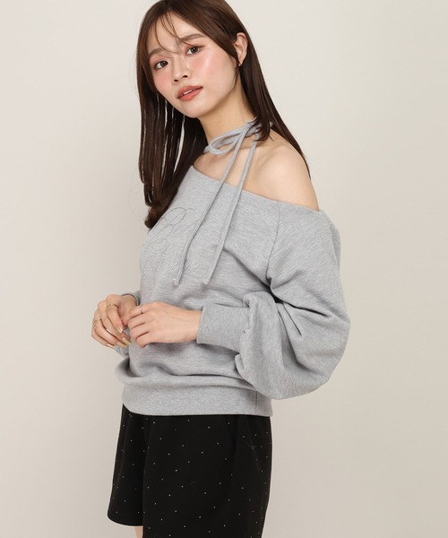 Heather（ヘザー）の「ビジューワンショル裏毛プルオーバー　1077783（スウェット・レディース・ピンク/グレー/ネイビー・FREE）」の8枚目の写真