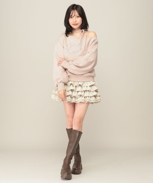 Heather（ヘザー）の「ビジューワンショル裏毛プルオーバー　1077783（スウェット・レディース・ピンク/グレー/ネイビー・FREE）」の9枚目の写真