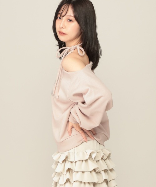 Heather（ヘザー）の「ビジューワンショル裏毛プルオーバー　1077783（スウェット・レディース・ピンク/グレー/ネイビー・FREE）」の11枚目の写真