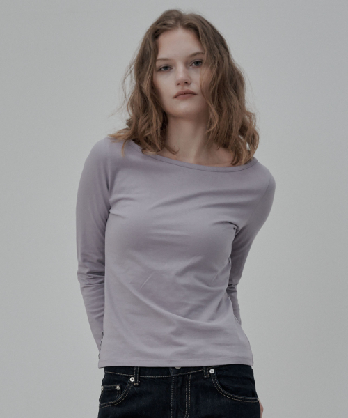 DEARMYDEER(ディアマイディア)の「コットンボートネックロングスリーブ(スカイブルー)(Tシャツ/カットソー・レディース・ライトパープル・FREE)」の2枚目の写真