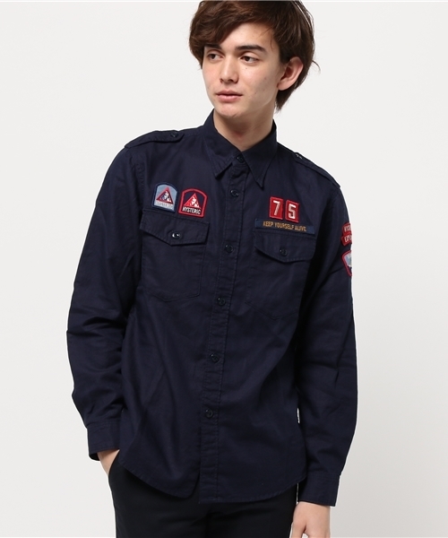 HYSTERIC GLAMOUR(ヒステリックグラマー)の「長袖ミリタリーSH(シャツ/ブラウス・メンズ・ホワイト/グリーン系カモフラージュ/ネイビー・SMALL/MEDIUM/LARGE)」の6枚目の写真