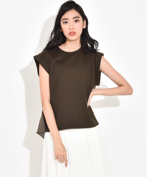 SACRA（サクラ）の「【SACRA】フリーシーブラウス　SG163022（Tシャツ/カットソー・レディース・ホワイト/グリーン/ネイビー・M）」の2枚目の写真