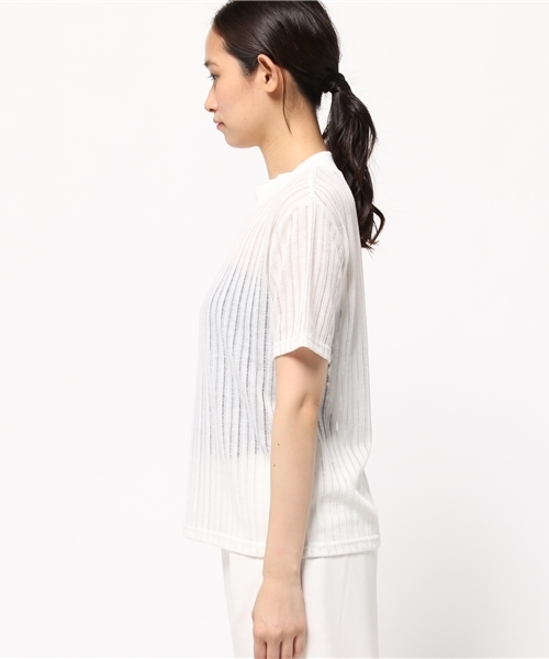 MOUSSY(マウジー)の「LACE STRIPE TOPS J(Tシャツ/カットソー・レディース・ホワイト/ブラック・FREE)」の4枚目の写真