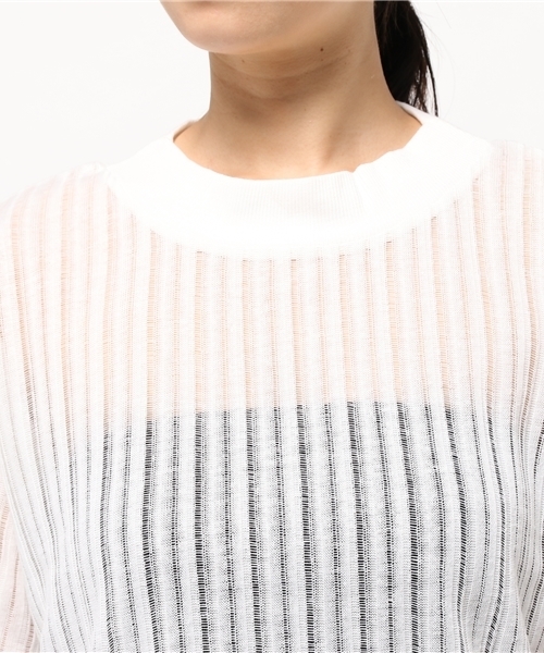 MOUSSY(マウジー)の「LACE STRIPE TOPS J(Tシャツ/カットソー・レディース・ホワイト/ブラック・FREE)」の6枚目の写真