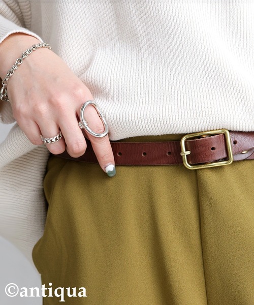antiqua(アンティカ)の「本革ベルト(ベルト・レディース・ダークブラウン/ブラック/ライトブラウン・FREE)」の2枚目の写真