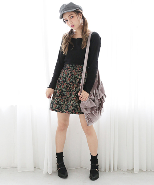 one after another NICE CLAUP（ワンアフターアナザーナイスクラップ）の「ベロアフリルバッグ（ショルダーバッグ・レディース・グレー/ブラック/ライトベージュ/ライトグレー/ピンク・FREE）」の18枚目の写真