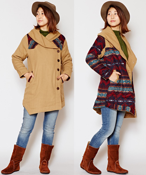 チャイハネ(チャイハネ)の「【チャイハネ】リバーシブル中綿入りジャケット(その他アウター・レディース・ベージュ/カーキ/ブラック・FREE)」の2枚目の写真