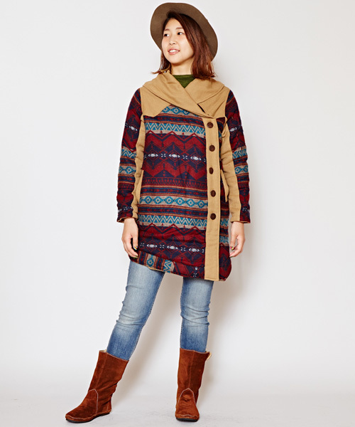 チャイハネ(チャイハネ)の「【チャイハネ】リバーシブル中綿入りジャケット(その他アウター・レディース・ベージュ/カーキ/ブラック・FREE)」の19枚目の写真