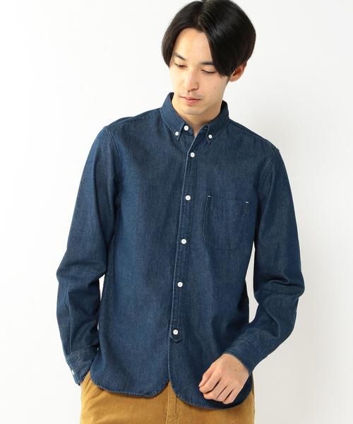 coen（コーエン）の「ライトオンスデニムデニムボタンダウンシャツ（シャツ/ブラウス・メンズ・コバルトブルー/ネイビー・SMALL/X-LARGE/LARGE/MEDIUM）」の2枚目の写真