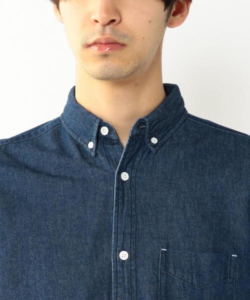 coen（コーエン）の「ライトオンスデニムデニムボタンダウンシャツ（シャツ/ブラウス・メンズ・コバルトブルー/ネイビー・SMALL/X-LARGE/LARGE/MEDIUM）」の3枚目の写真