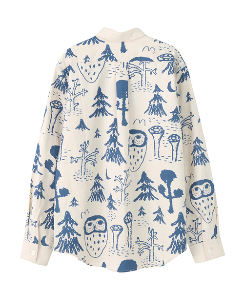 Ne-net（ネネット）の「S ふくろうシーチング（シャツ/ブラウス・レディース・ブルー/カーキ/ピンク・02/03）」の4枚目の写真