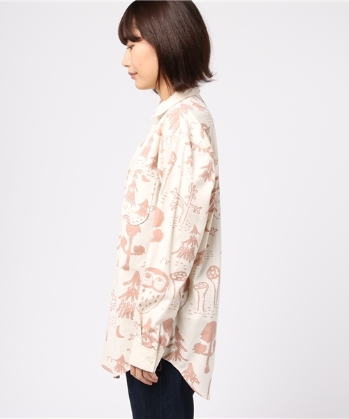 Ne-net（ネネット）の「S ふくろうシーチング（シャツ/ブラウス・レディース・ブルー/カーキ/ピンク・02/03）」の7枚目の写真