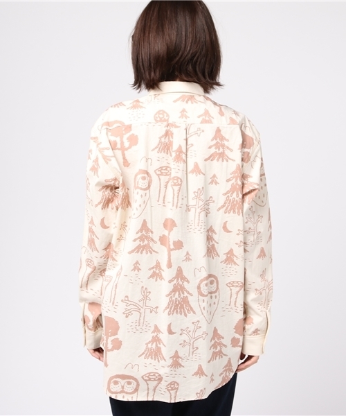 Ne-net（ネネット）の「S ふくろうシーチング（シャツ/ブラウス・レディース・ブルー/カーキ/ピンク・02/03）」の8枚目の写真