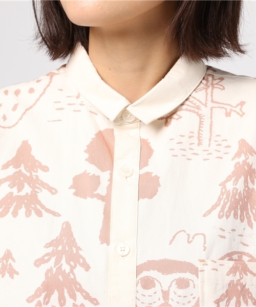 Ne-net（ネネット）の「S ふくろうシーチング（シャツ/ブラウス・レディース・ブルー/カーキ/ピンク・02/03）」の9枚目の写真