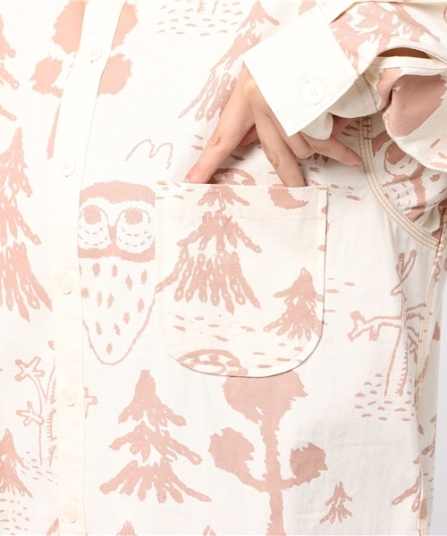 Ne-net（ネネット）の「S ふくろうシーチング（シャツ/ブラウス・レディース・ブルー/カーキ/ピンク・02/03）」の11枚目の写真