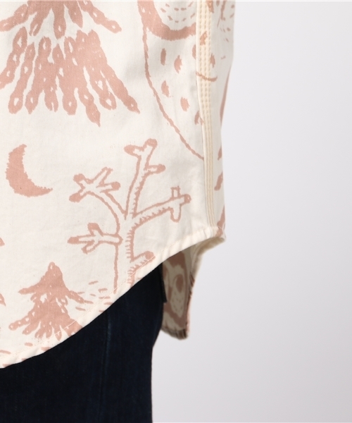 Ne-net（ネネット）の「S ふくろうシーチング（シャツ/ブラウス・レディース・ブルー/カーキ/ピンク・02/03）」の12枚目の写真