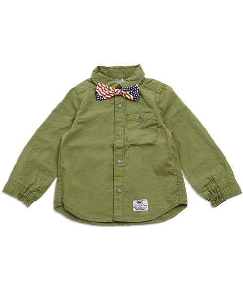 F.O.KIDS（エフオーキッズ）の「蝶ネクタイシャツ（シャツ/ブラウス・キッズ・カーキ/インディゴブルー/ストライプ/オフホワイト・140/95/110/80/90/100/120/130）」の3枚目の写真