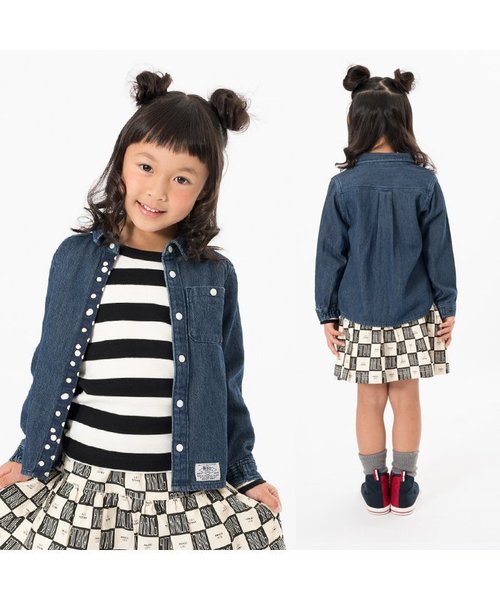 F.O.KIDS（エフオーキッズ）の「蝶ネクタイシャツ（シャツ/ブラウス・キッズ・カーキ/インディゴブルー/ストライプ/オフホワイト・140/95/110/80/90/100/120/130）」の5枚目の写真