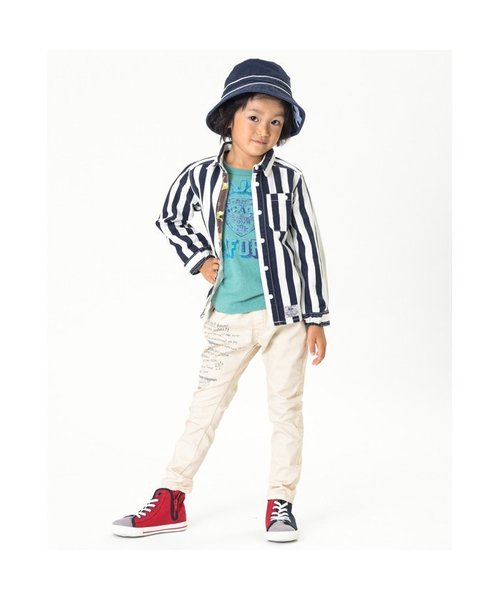 F.O.KIDS（エフオーキッズ）の「蝶ネクタイシャツ（シャツ/ブラウス・キッズ・カーキ/インディゴブルー/ストライプ/オフホワイト・140/95/110/80/90/100/120/130）」の7枚目の写真
