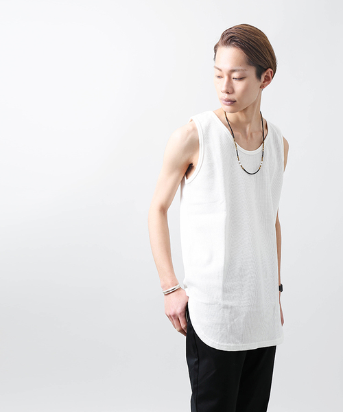 WEGO（ウィゴー）の「WEGO/【WEB限定】ワッフルラウンドロングタンクトップ（タンクトップ・メンズ・ブラック系その他5/杢グレー/ブラック/ホワイト・SMALL/LARGE/MEDIUM）」の21枚目の写真