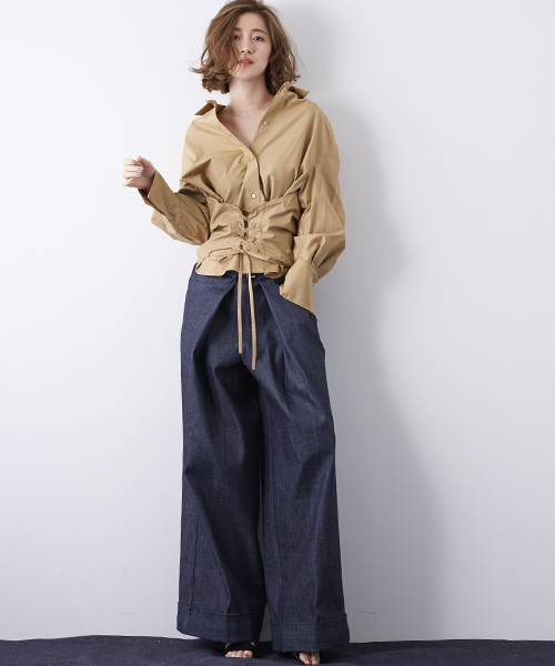 STUDIOUS（ステュディオス）の「【STUDIOUS】オーバータックボリュームパンツ（その他パンツ・レディース・ブルー/キャメル・0/1）」の19枚目の写真