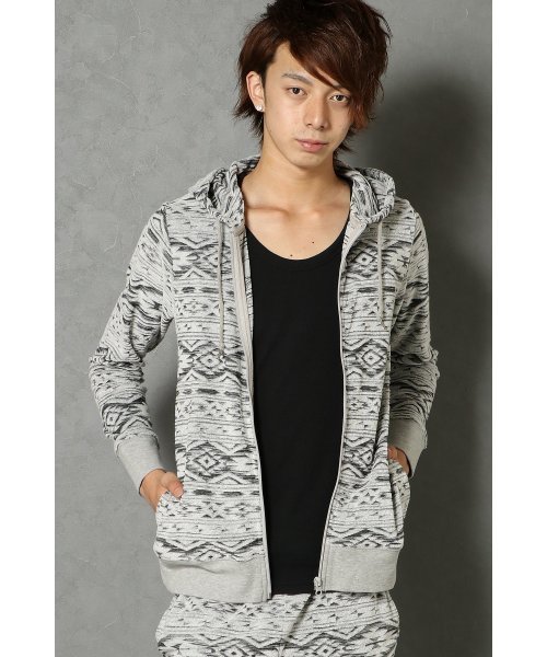 VENCEEXCHANGE(ヴァンスエクスチェンジ)の「オルテガパイルジャガードパーカー (パーカー・メンズ・ネイビー/アッシュグレー・MEDIUM/LARGE)」の1枚目の写真