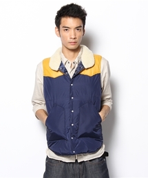 WEGO | レザー切替ダウンベスト(ダウンベスト)