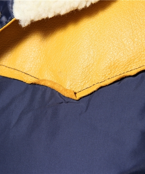 WEGO（ウィゴー）の「レザー切替ダウンベスト（ダウンベスト・メンズ・ブラック/ベージュ/ネイビー/オレンジ・SMALL/MEDIUM/LARGE）」の11枚目の写真