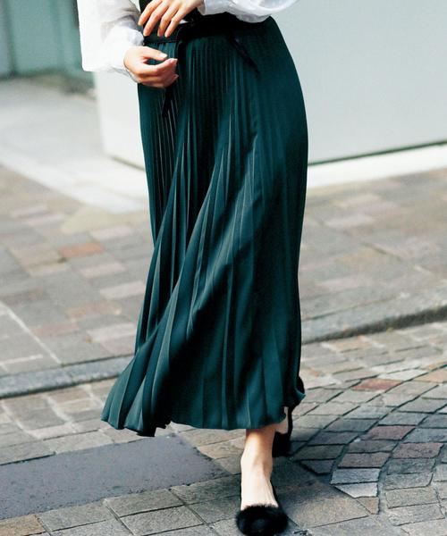 green label relaxing（グリーンレーベルリラクシング）の「CF ヤバネプリーツ スカート（スカート・レディース・ダークグリーン/ネイビー/オレンジ・FREE）」の2枚目の写真