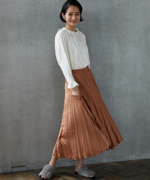 green label relaxing（グリーンレーベルリラクシング）の「CF ヤバネプリーツ スカート（スカート・レディース・ダークグリーン/ネイビー/オレンジ・FREE）」の10枚目の写真