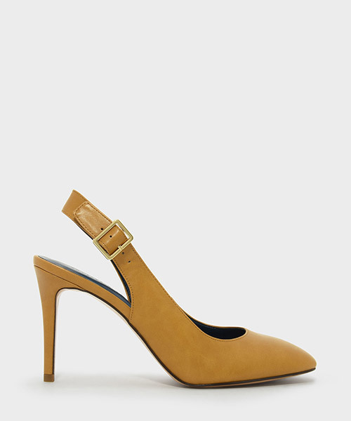 CHARLES & KEITH(チャールズ & キース)の「スクウェアトゥスリングバックスティレット / SQUARE-TOE SLINGBACK STILETTOS(サンダル・レディース・ブラック/マスタード・22.5cm/23.5cm/23cm/24.5cm/25cm)」の2枚目の写真