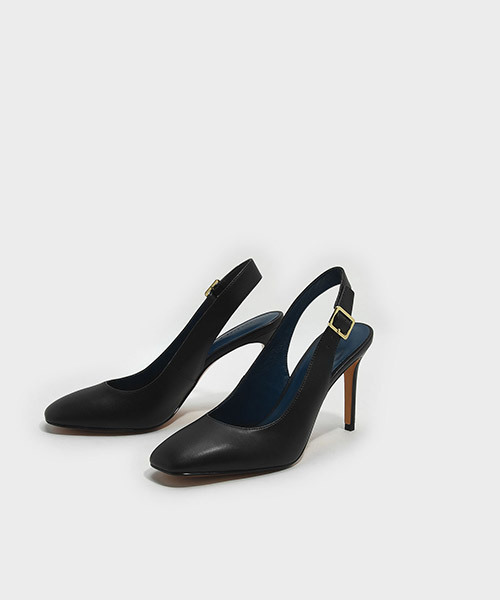 CHARLES & KEITH(チャールズ & キース)の「スクウェアトゥスリングバックスティレット / SQUARE-TOE SLINGBACK STILETTOS(サンダル・レディース・ブラック/マスタード・22.5cm/23.5cm/23cm/24.5cm/25cm)」の4枚目の写真