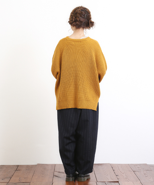 CUBE SUGAR（キューブシュガー）の「ウール9分丈イージーワイドパンツ（その他パンツ・レディース・ブラウン/ストライプ/チェック/チャコール・M）」の14枚目の写真