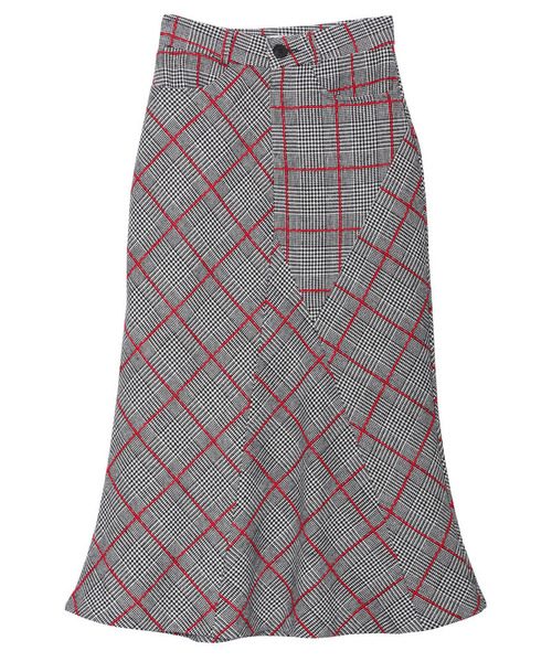 Ameri（アメリ）の「UNIQUE CHECK SKIRT（スカート・レディース・ベージュ/ブラック・S/M/SMALL/MEDIUM）」の5枚目の写真