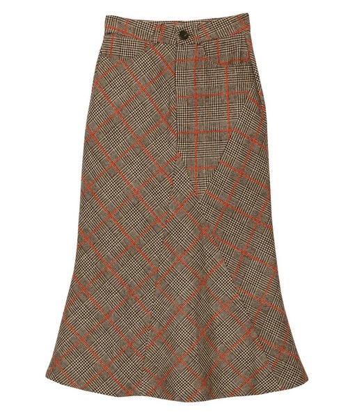 Ameri（アメリ）の「UNIQUE CHECK SKIRT（スカート・レディース・ベージュ/ブラック・S/M/SMALL/MEDIUM）」の10枚目の写真