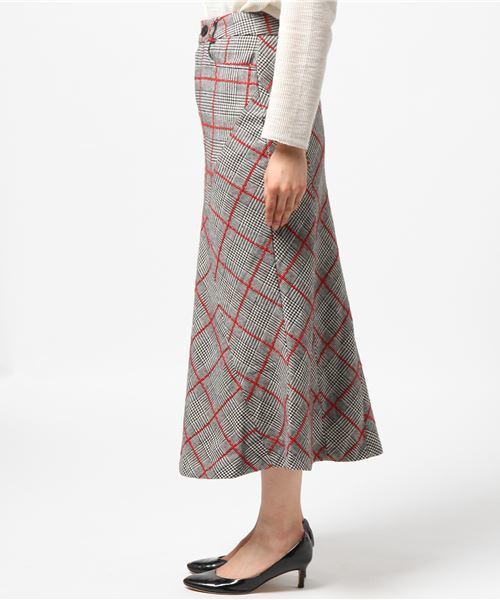 Ameri（アメリ）の「UNIQUE CHECK SKIRT（スカート・レディース・ベージュ/ブラック・S/M/SMALL/MEDIUM）」の11枚目の写真