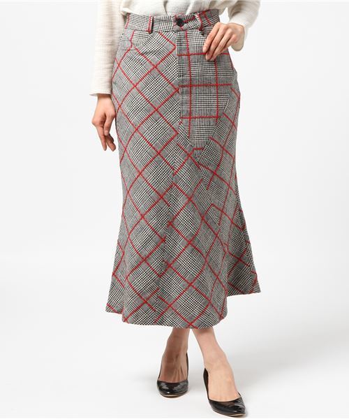 Ameri（アメリ）の「UNIQUE CHECK SKIRT（スカート・レディース・ベージュ/ブラック・S/M/SMALL/MEDIUM）」の19枚目の写真