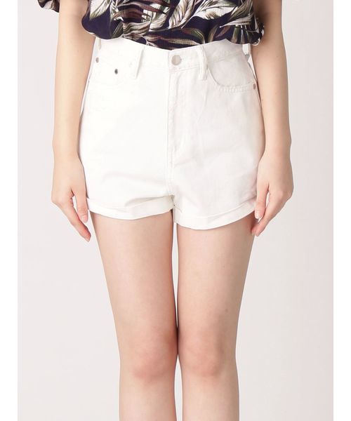 EMODA（エモダ）の「ヘムロールジャストウエストショートパンツ（デニムパンツ・レディース・ホワイト/ライトブルー/インディゴブルー・SMALL/MEDIUM）」の2枚目の写真
