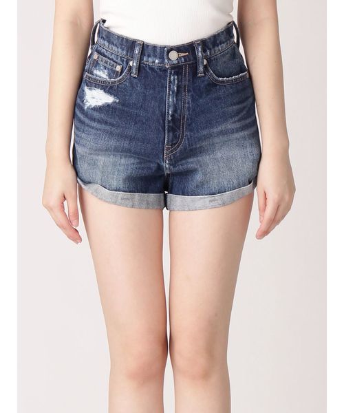 EMODA（エモダ）の「ヘムロールジャストウエストショートパンツ（デニムパンツ・レディース・ホワイト/ライトブルー/インディゴブルー・SMALL/MEDIUM）」の3枚目の写真